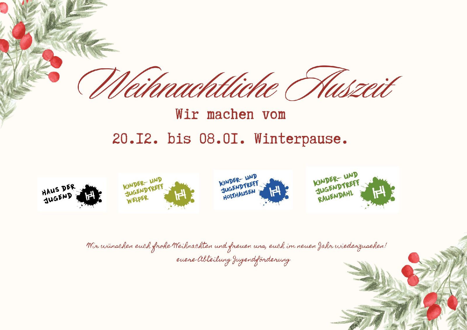 Wir gehen in die Winterpause!